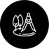 Icon of a compass adjacent to two trees with a circle surrounding both.
